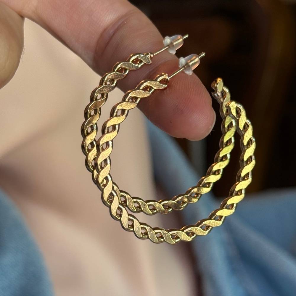 Elegant Gold Braided Hoop Earrings (used)
